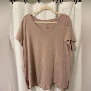 Jones New York Mauve V-Neck Short Sleeve Tee